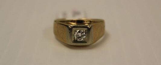 (I-982-392) MENS 10K DUO GOLD DIAMOND SOLITAIRE RING