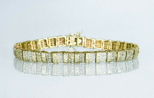 (I-766-109) 10k gold multistone diamond tennis bracelet
