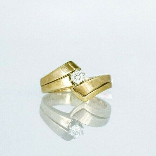 (I-744-169) 14k duo gold diamond solitaire ringset *SOLDERED*