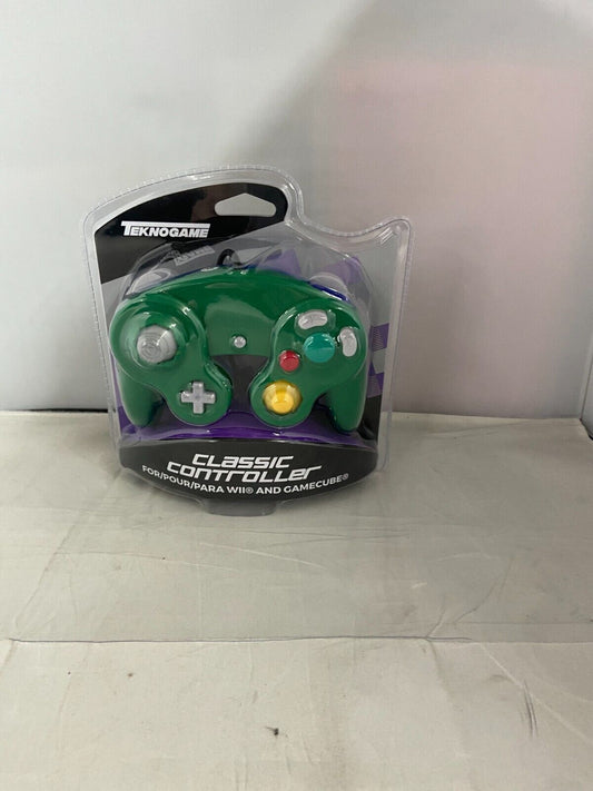 (LUP) Teknogame Classic Controller For Nintendo Gamecube And WII Blue And Green