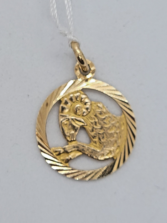 (N74999-2) Unisex 10K Yellow Gold Aries Medallion