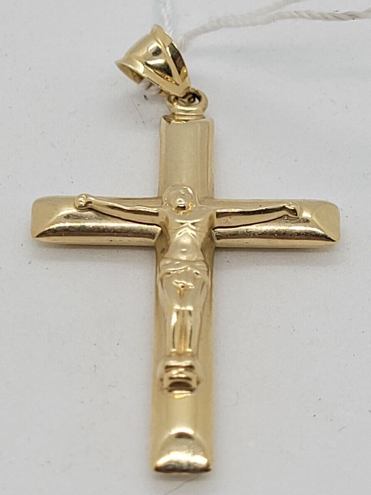 (N78500-2) Unisex 10K Yellow Gold Crucifix Pendent