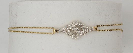 (NI-2143) Ladies 10K Designed Bracelet w/Crystals 7.5"