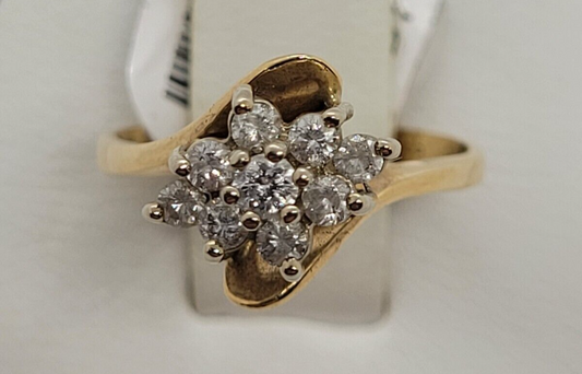(NI-2067) Ladies 10K Diamond Cluster Ring