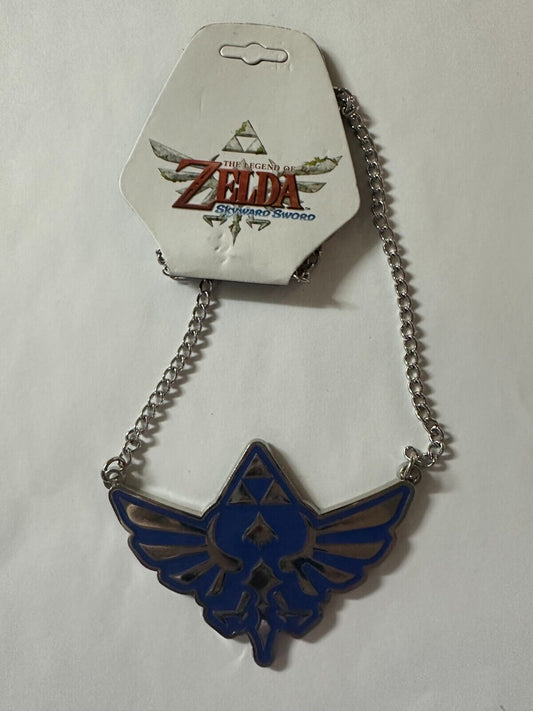 (LUP) Collier symbole bleu et argent Zelda