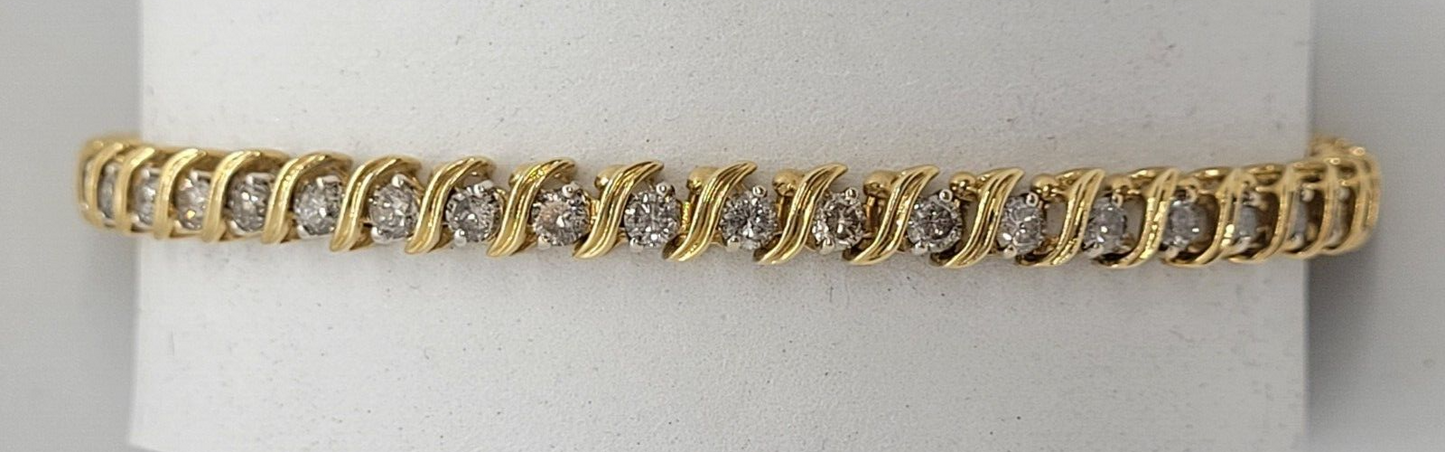 (NI-1506) Bracelet tennis pour femme en or jaune 14 carats