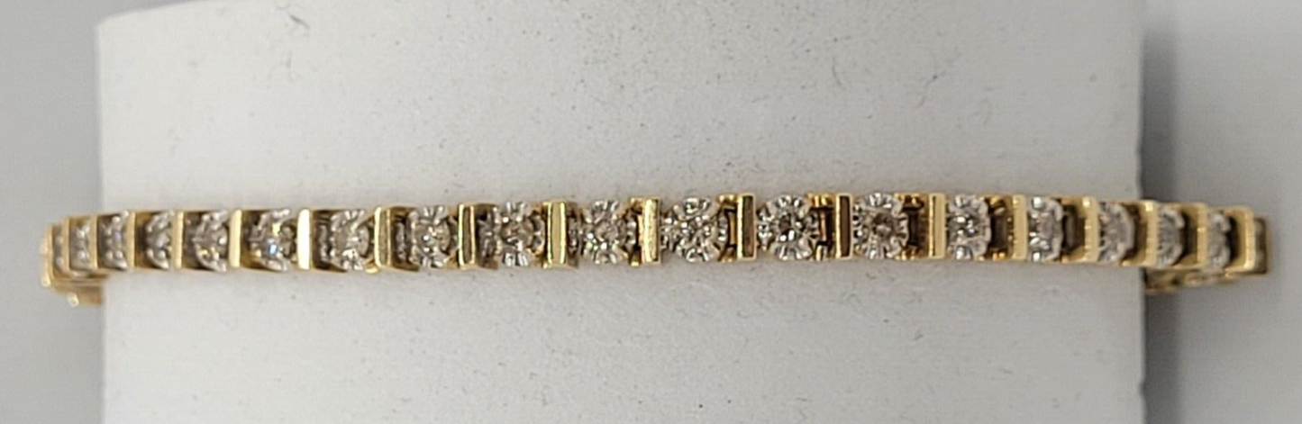 (N14163-1) Bracelet tennis pour femme en or jaune 14 carats