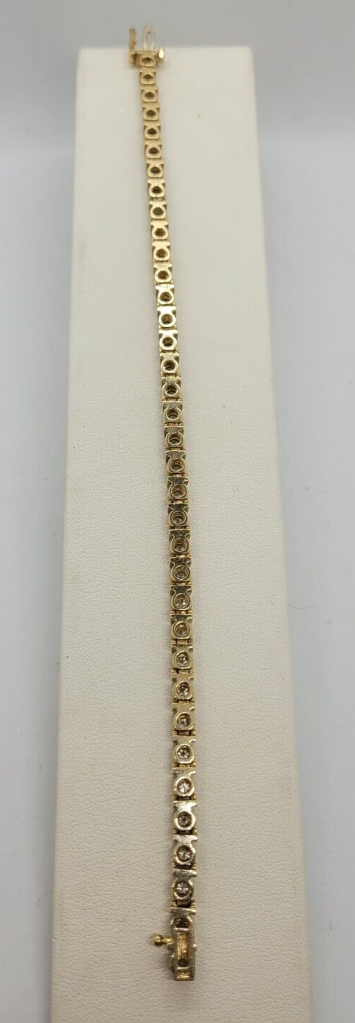 (N14163-1) Bracelet tennis pour femme en or jaune 14 carats